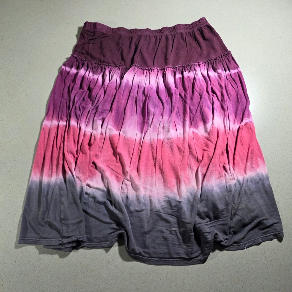 Fashion Bug Womens Tie Dye Midi Skirt Purple Pink Grey Boho Elastic Waist Large